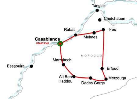 Exotic Morocco tour 11 days tour map